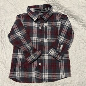 Kids Plaid Button-Down Shirt - Burgundy, White, and Gray